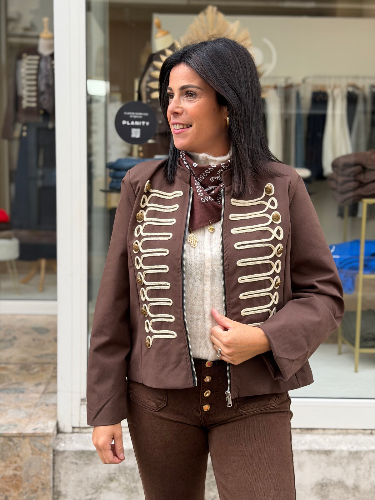 Veste zippe marron