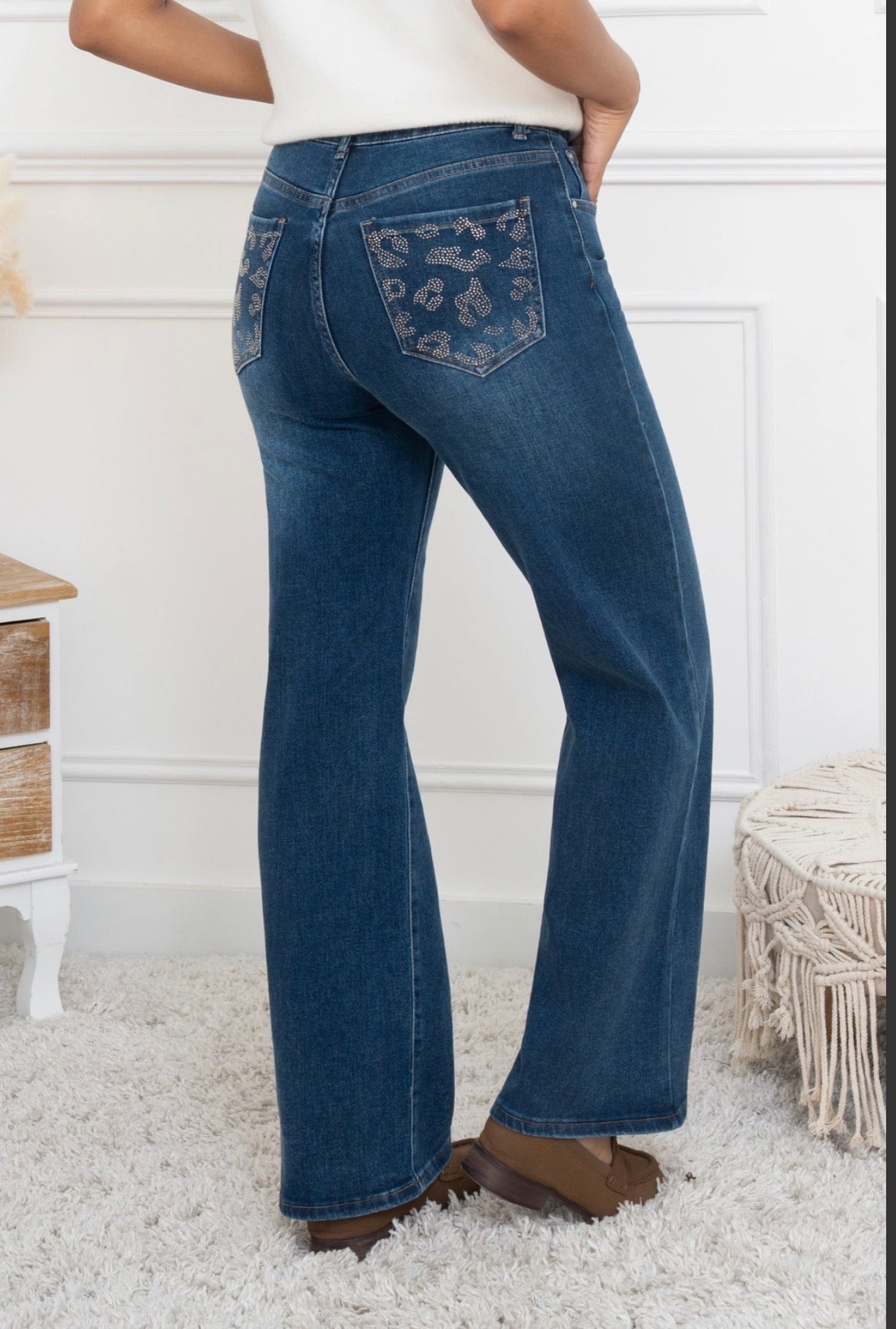 Jean poches leaopard
